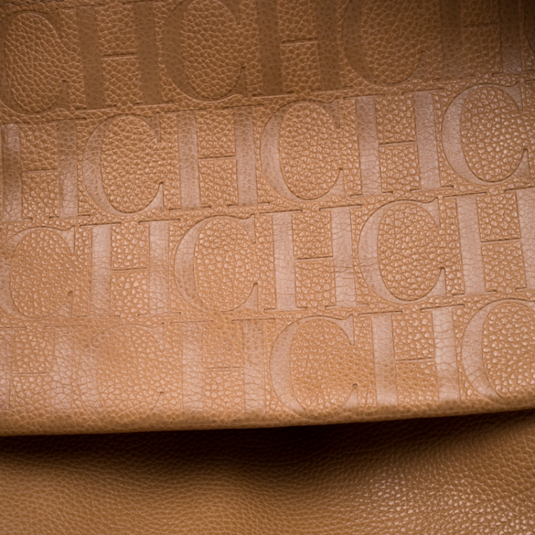 Pre Owned Carolina Herrera Brown Leather Flap Tote