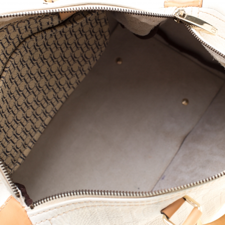 مملوكة مسبقًا Carolina Herrera White Leather Andy Boston Bag