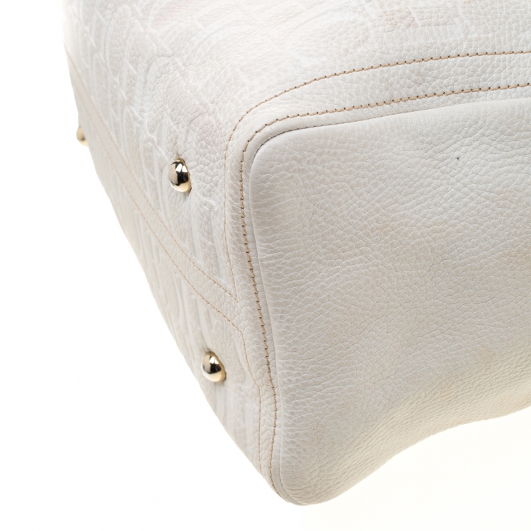 مملوكة مسبقًا Carolina Herrera White Leather Andy Boston Bag