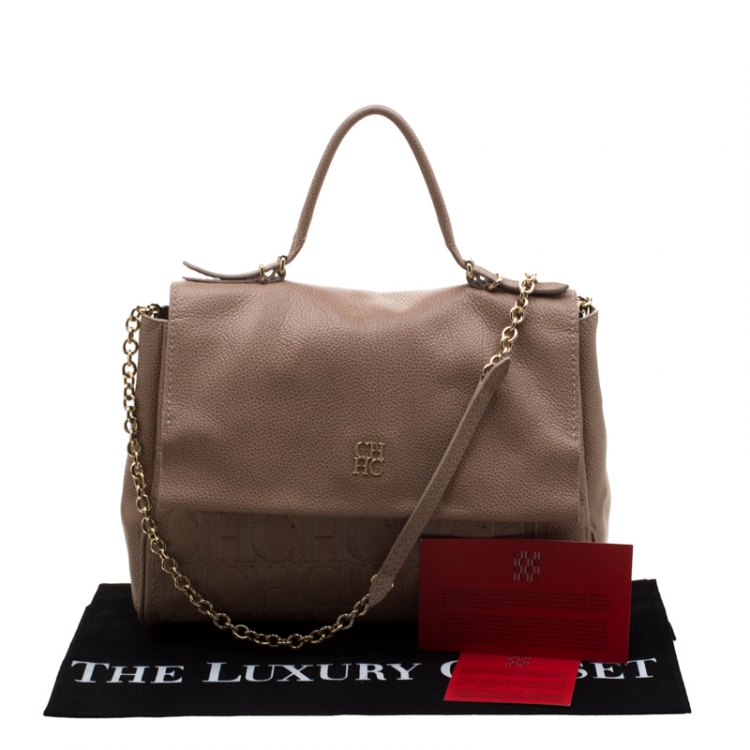 مملوكة مسبقًا Carolina Herrera Light Brown Leather Minuetto Top Handle Bag