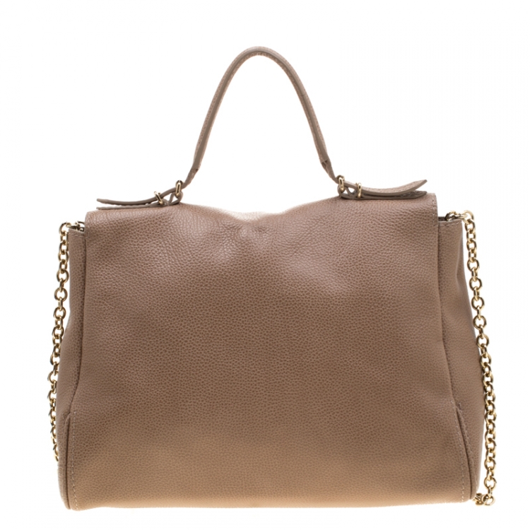 مملوكة مسبقًا Carolina Herrera Light Brown Leather Minuetto Top Handle Bag