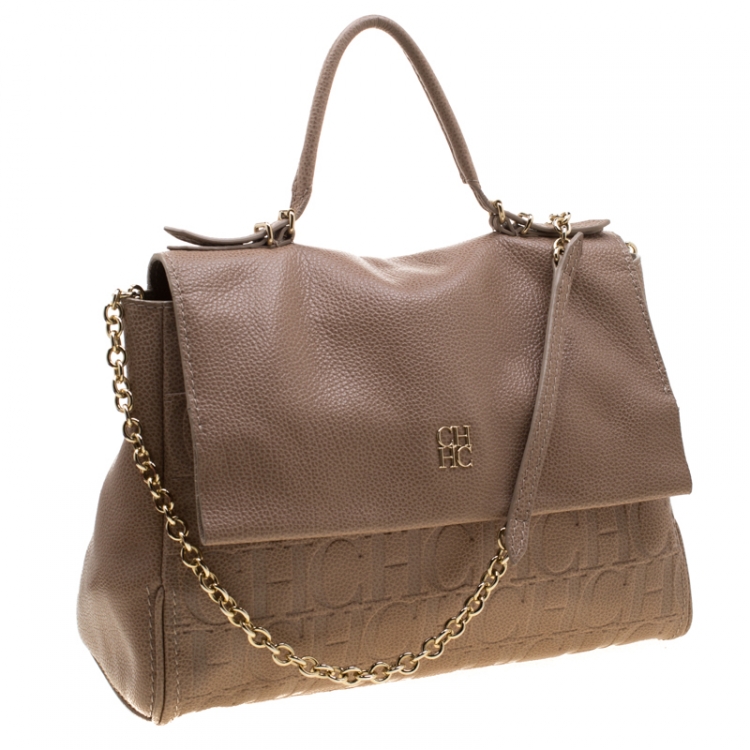 مملوكة مسبقًا Carolina Herrera Light Brown Leather Minuetto Top Handle Bag