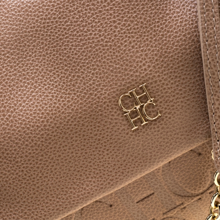مملوكة مسبقًا Carolina Herrera Light Brown Leather Minuetto Top Handle Bag