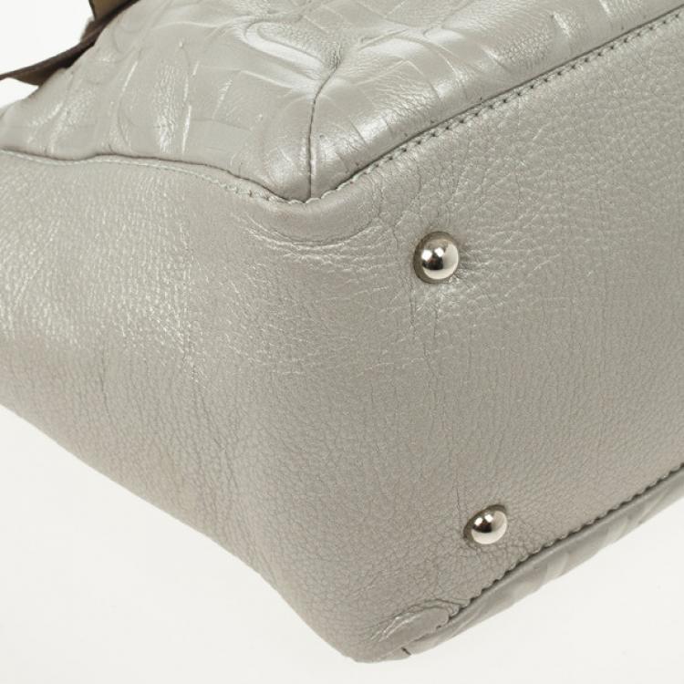 Pre Owned Carolina Herrera Gold Monogram Embossed ‘New Anna’ Tote