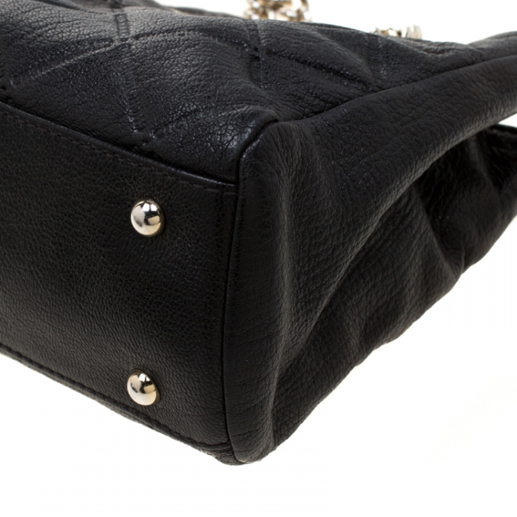 Pre Owned Carolina Herrera Black Quilted Leather Shopper Tote