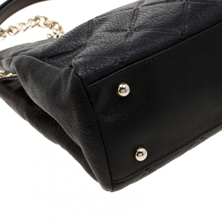 Pre Owned Carolina Herrera Black Quilted Leather Shopper Tote