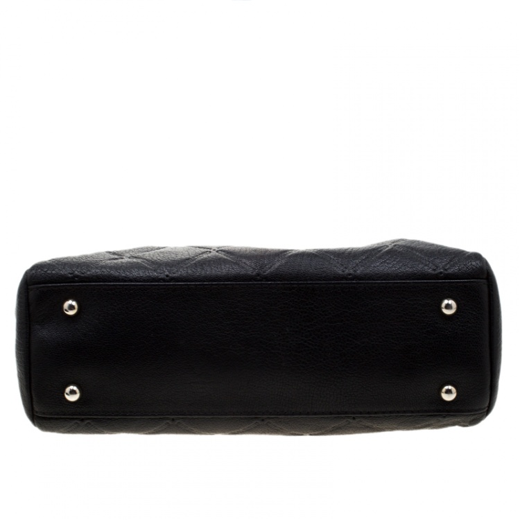 Pre Owned Carolina Herrera Black Quilted Leather Shopper Tote