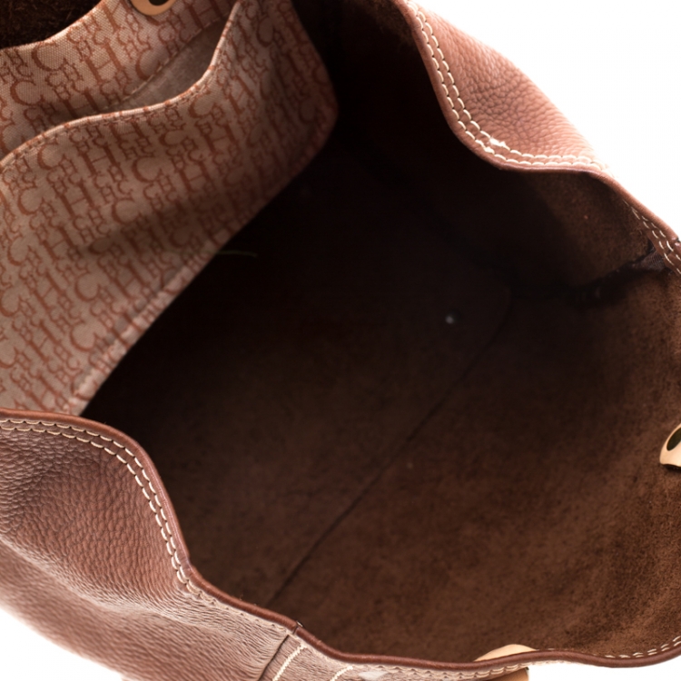 Pre Owned Carolina Herrera Brown Monogram Leather Andy Tote