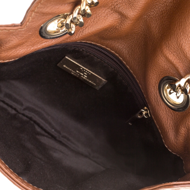 مملوكة مسبقًا Carolina Herrera Brown Monogram Leather Audrey Shoulder Bag