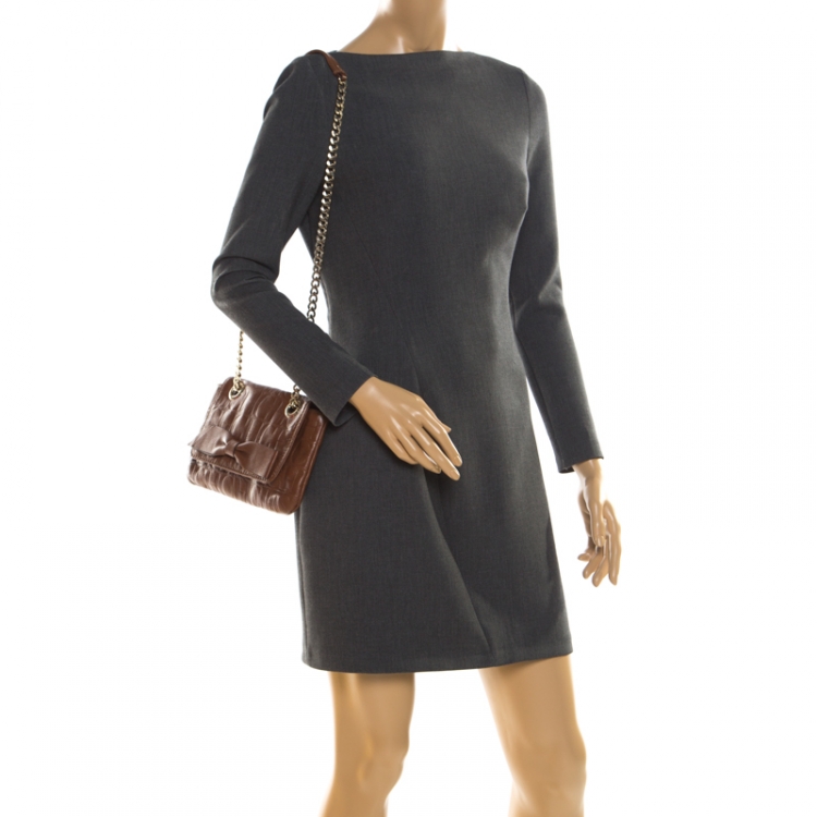 مملوكة مسبقًا Carolina Herrera Brown Monogram Leather Audrey Shoulder Bag