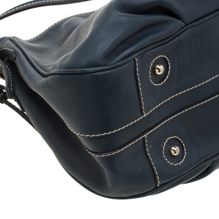 Pre Owned Carolina Herrera Dark Green Leather CH Logo Tote 