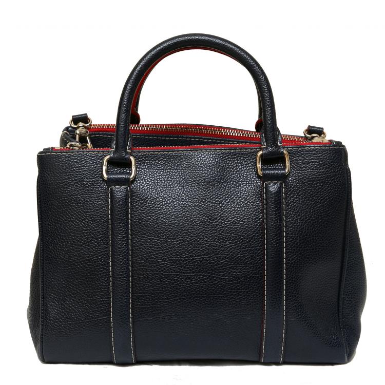 Pre Owned Carolina Herrera Dark Blue/Red Leather Matteo Tote