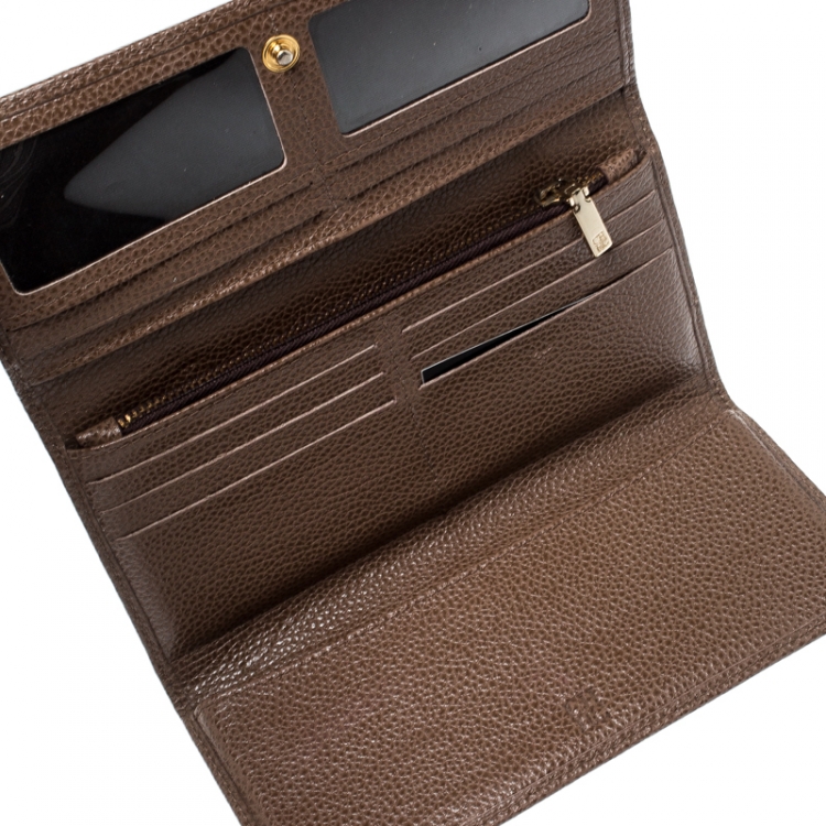 Pre Owned Carolina Herrera Brown Leather Continental Wallet