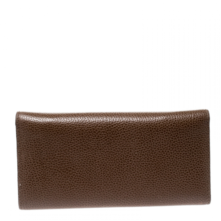 Pre Owned Carolina Herrera Brown Leather Continental Wallet