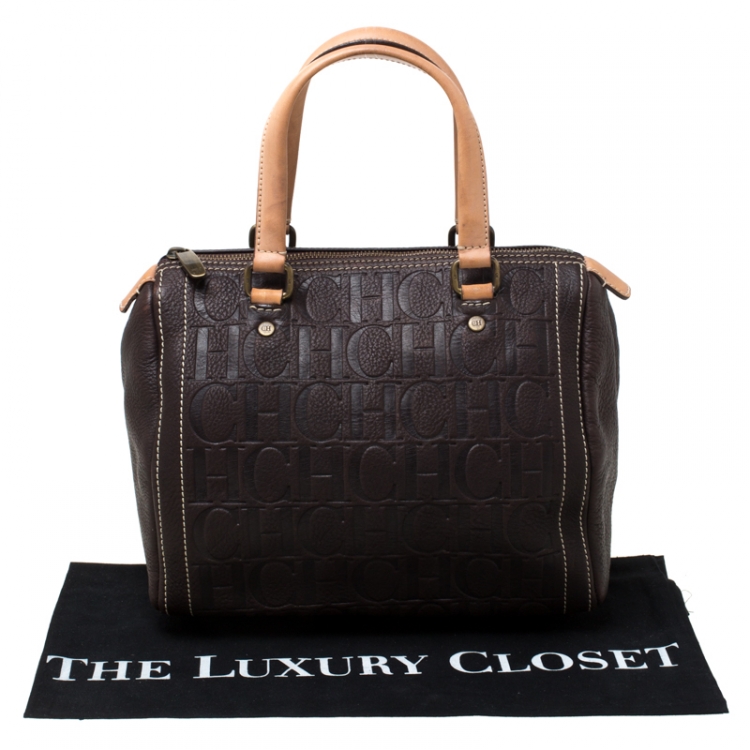 Pre Owned Carolina Herrera Dark Brown Leather Andy Satchel