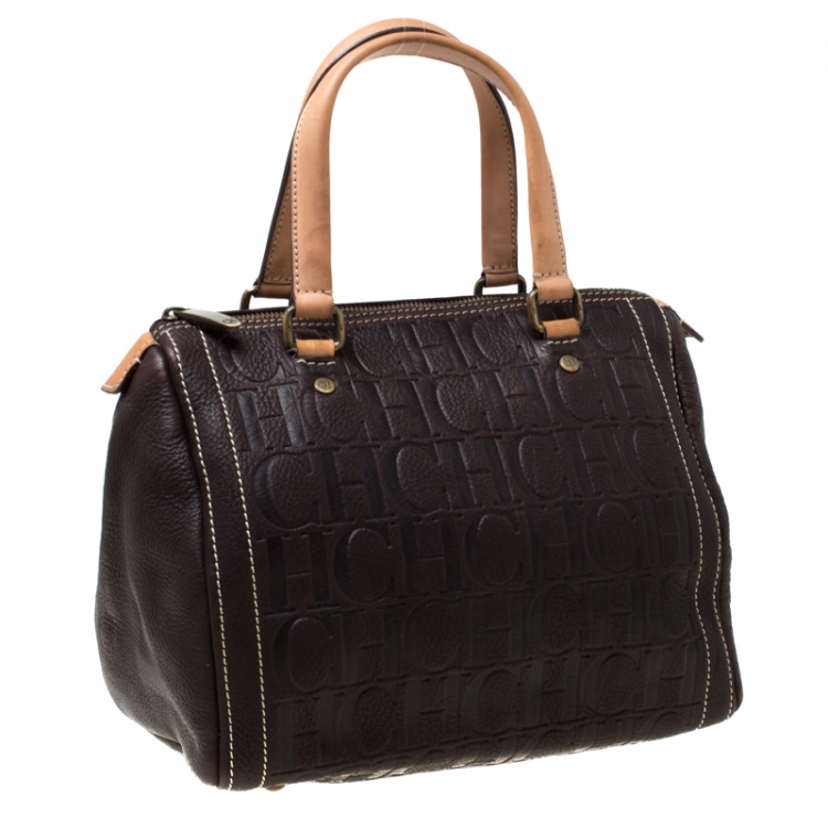 Pre Owned Carolina Herrera Dark Brown Leather Andy Satchel