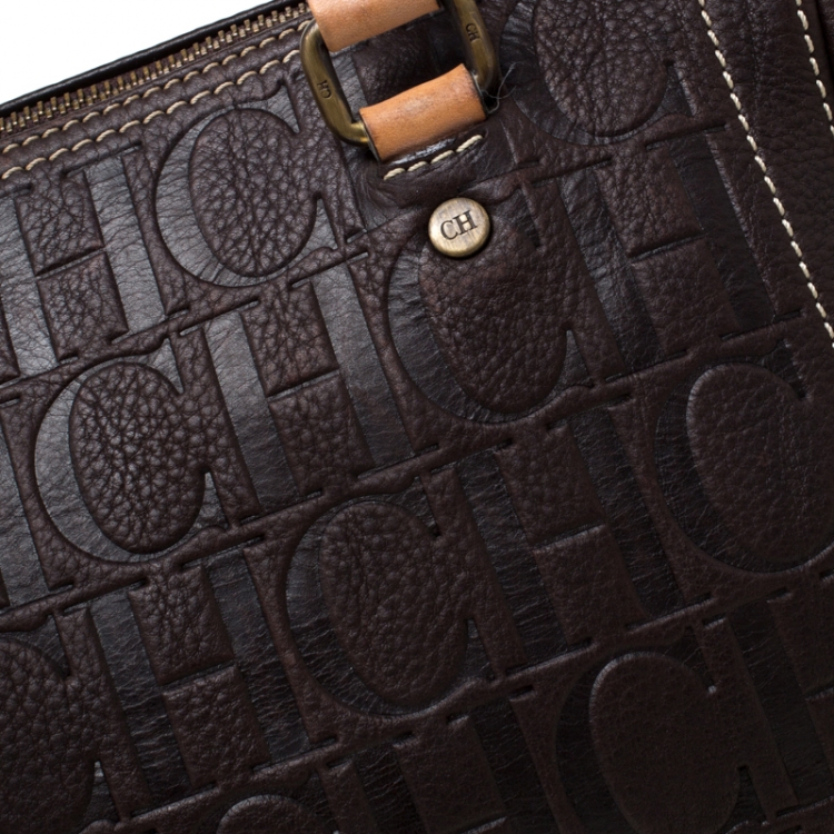 Pre Owned Carolina Herrera Dark Brown Leather Andy Satchel