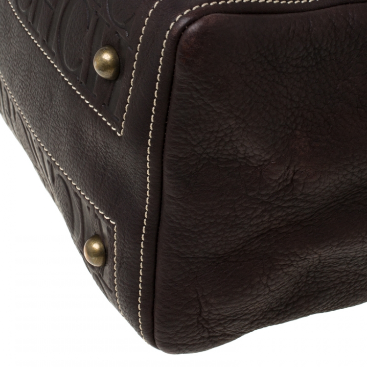 Pre Owned Carolina Herrera Dark Brown Leather Andy Satchel