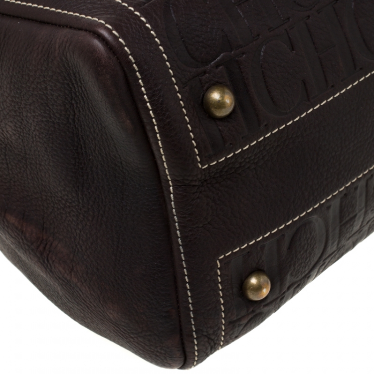 Pre Owned Carolina Herrera Dark Brown Leather Andy Satchel