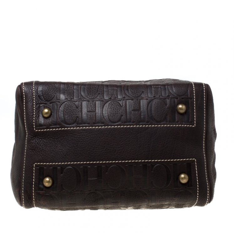 Pre Owned Carolina Herrera Dark Brown Leather Andy Satchel