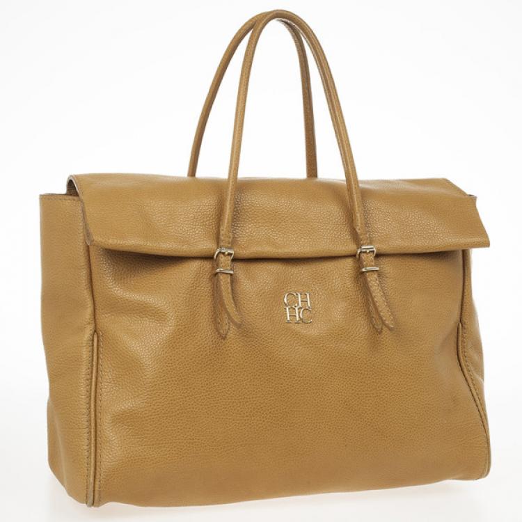 Pre Owned Carolina Herrera Beige Adagio Leather Bag