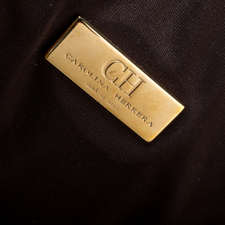 Pre Owned Carolina Herrera Beige/Brown Monogram Canvas Shopper Tote 