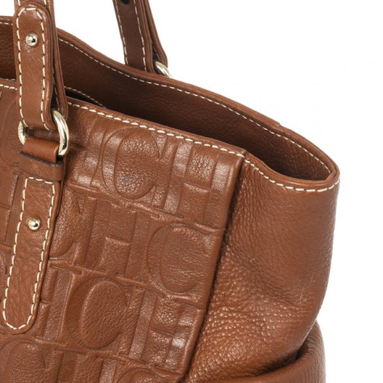 Pre Owned Carolina Herrera CH Brown Monogram Tote