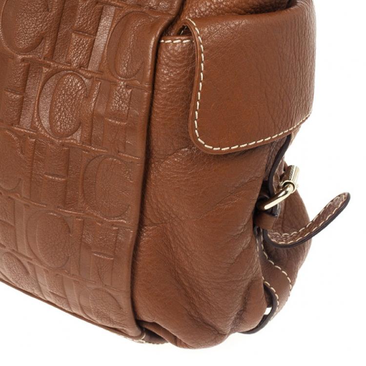 Pre Owned Carolina Herrera CH Brown Monogram Tote