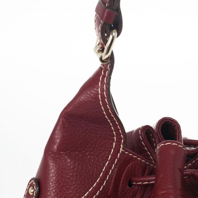 Pre Owned Carolina Herrera Embossed Drawstring Hobo