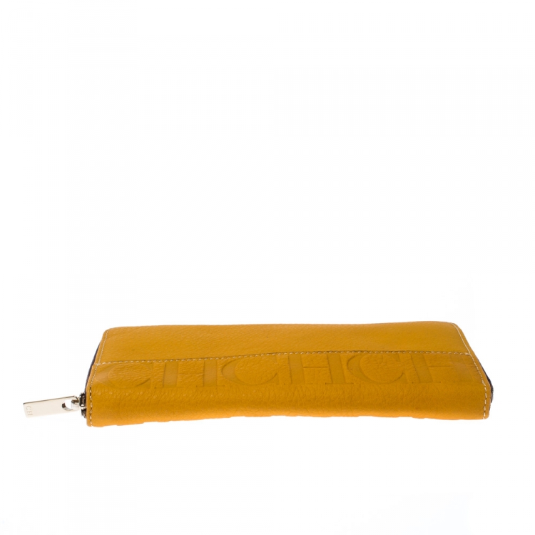 Pre Owned  Carolina Herrera Mustard Leather Zip Around Wallet