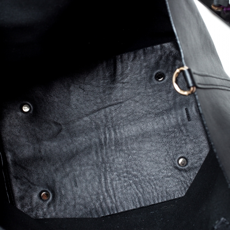 Pre Owned Carolina Herrera Black Leather Matryoshka Tote