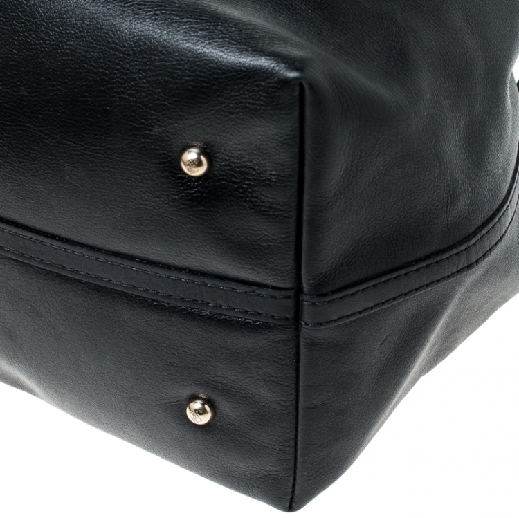 Pre Owned Carolina Herrera Black Leather Matryoshka Tote