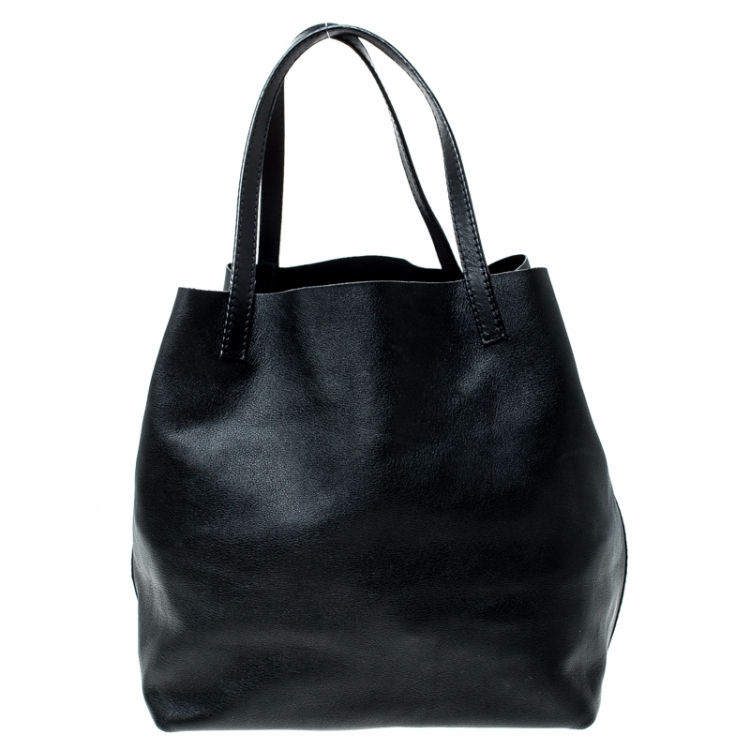Pre Owned Carolina Herrera Black Leather Matryoshka Tote