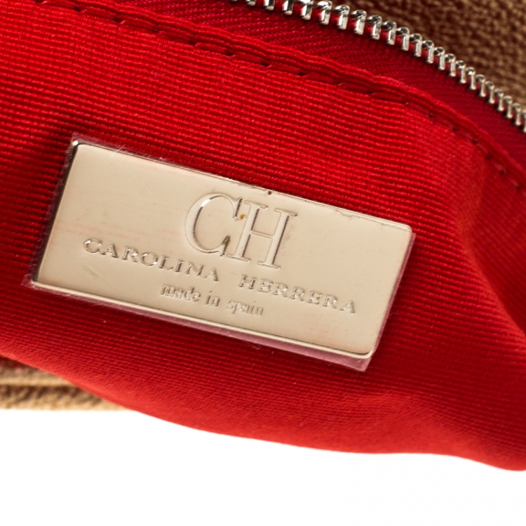 Pre Owned Carolina Herrera Gold Quilted Leather Flap Chain Shoulder Bag