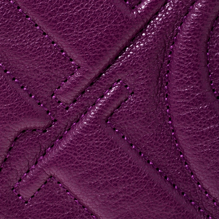 Pre Owned Carolina Herrera Purple Quilted Leather Flap Chain Shoulder Bag