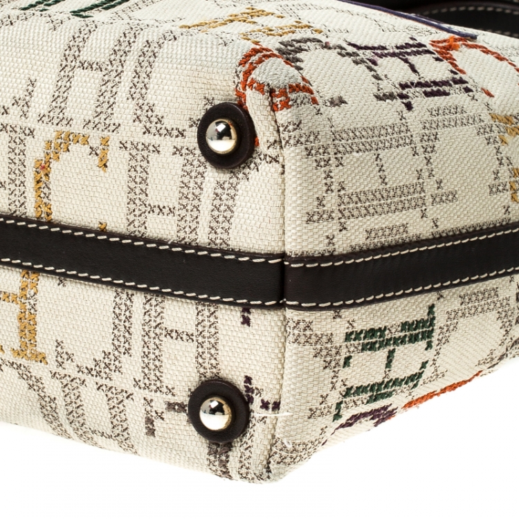 Pre Owned Carolina Herrera Multicolor Monogram Canvas Shopper Tote