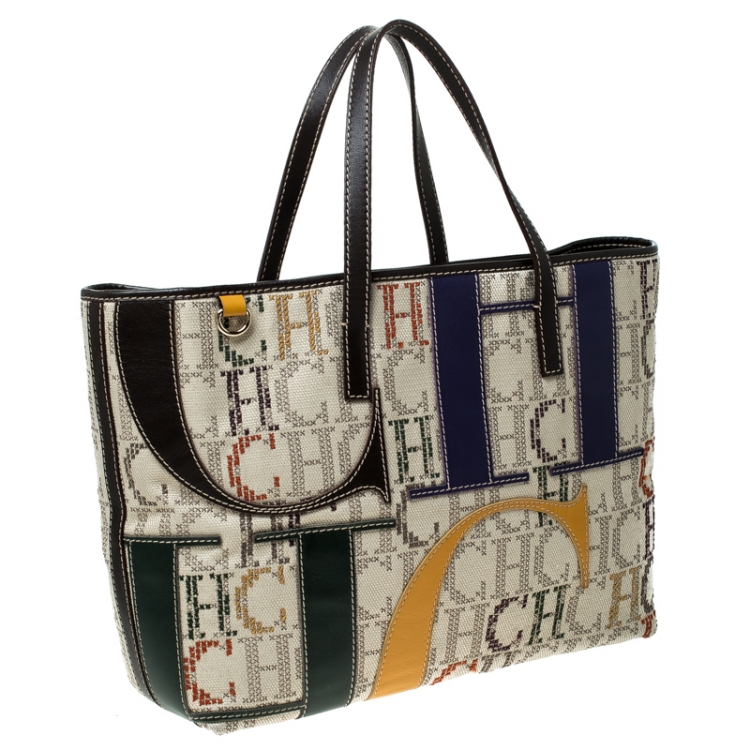 Pre Owned Carolina Herrera Multicolor Monogram Canvas Shopper Tote