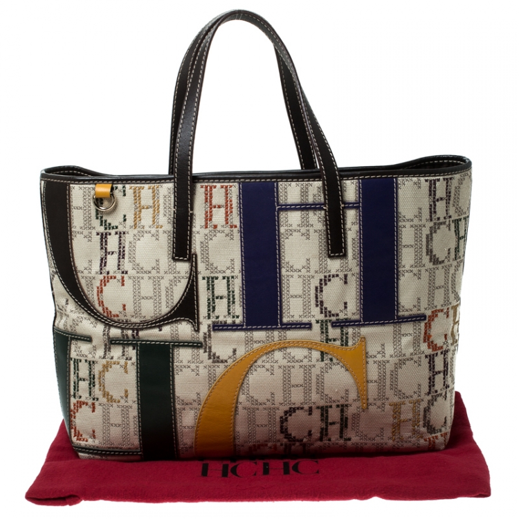 Pre Owned Carolina Herrera Multicolor Monogram Canvas Shopper Tote