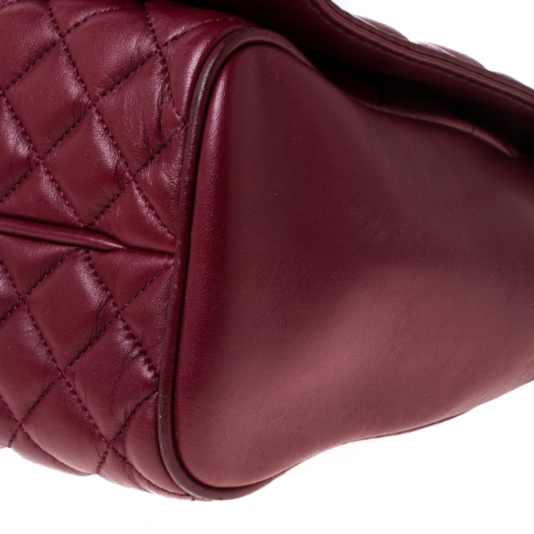 Pre Owned Carolina Herrera Red Quilted Leather Flap Chain Shoulder Bag