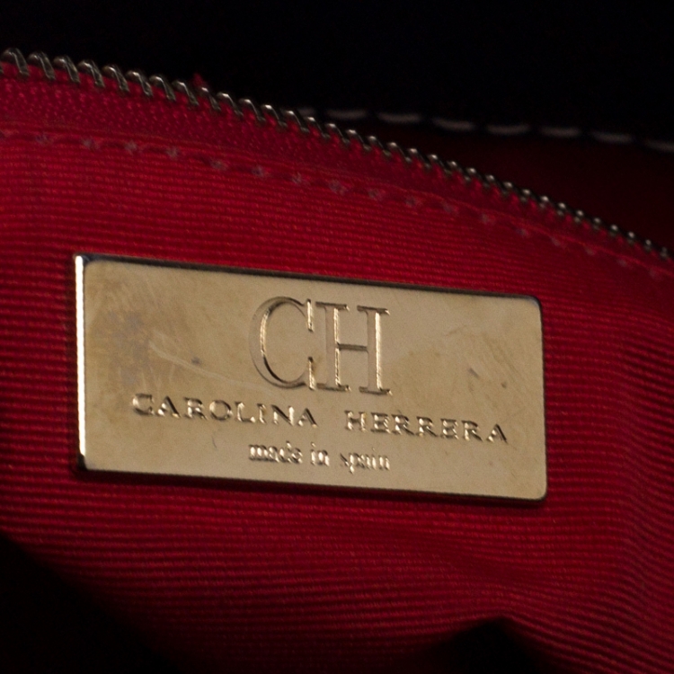 مملوكة مسبقًا Carolina Herrera Black Pebbled Leather Small Matteo Tote