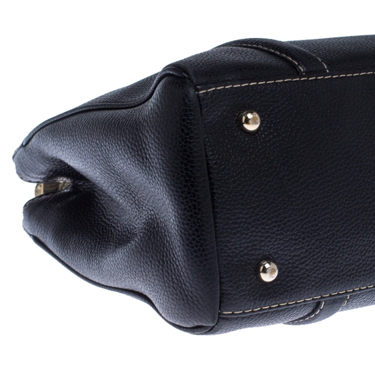 مملوكة مسبقًا Carolina Herrera Black Pebbled Leather Small Matteo Tote