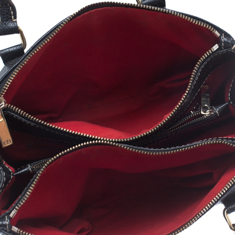 مملوكة مسبقًا Carolina Herrera Black Pebbled Leather Small Matteo Tote