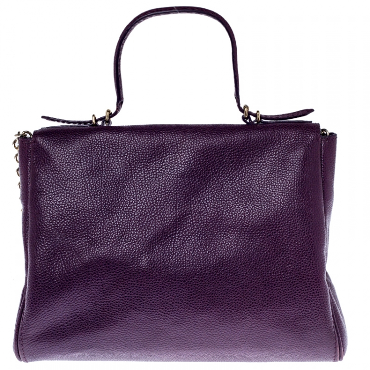 مملوكة مسبقًا Carolina Herrera Purple Leather Minuetto Flap Top Handle Bag