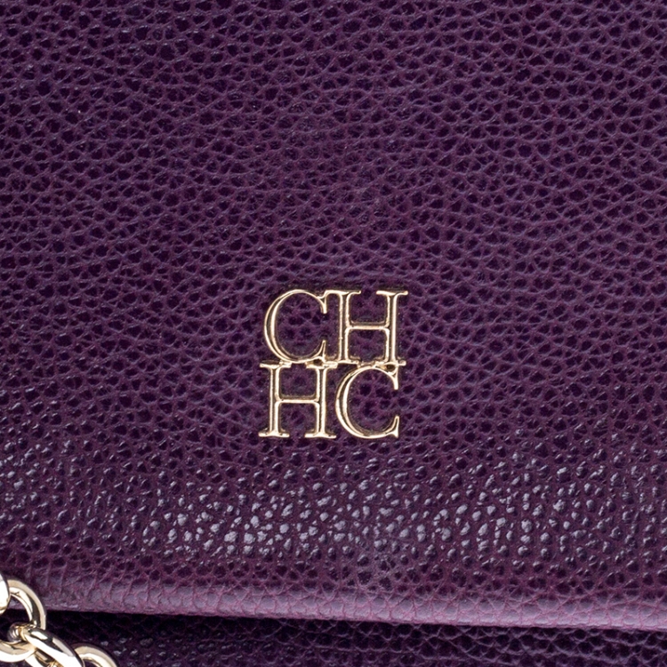 مملوكة مسبقًا Carolina Herrera Purple Leather Minuetto Flap Top Handle Bag