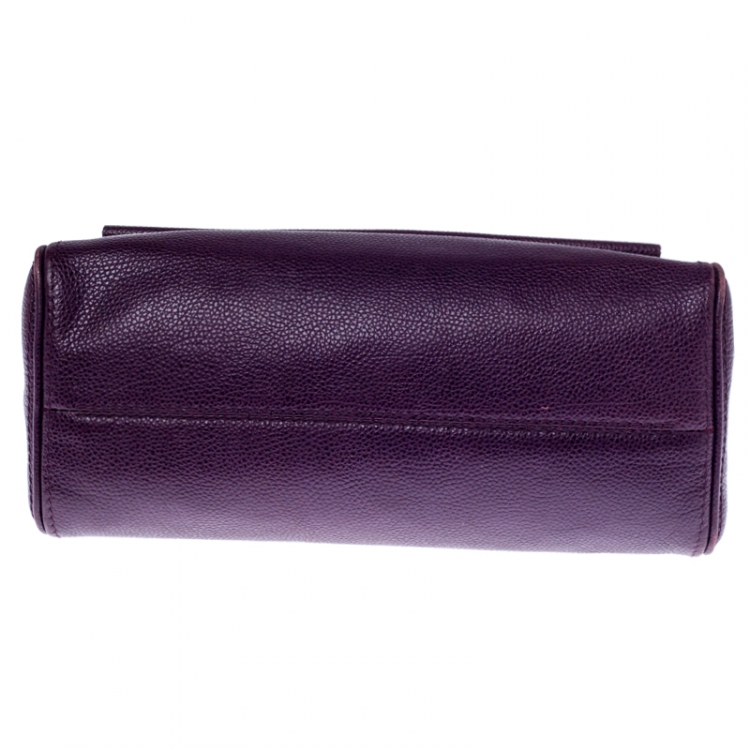 مملوكة مسبقًا Carolina Herrera Purple Leather Minuetto Flap Top Handle Bag