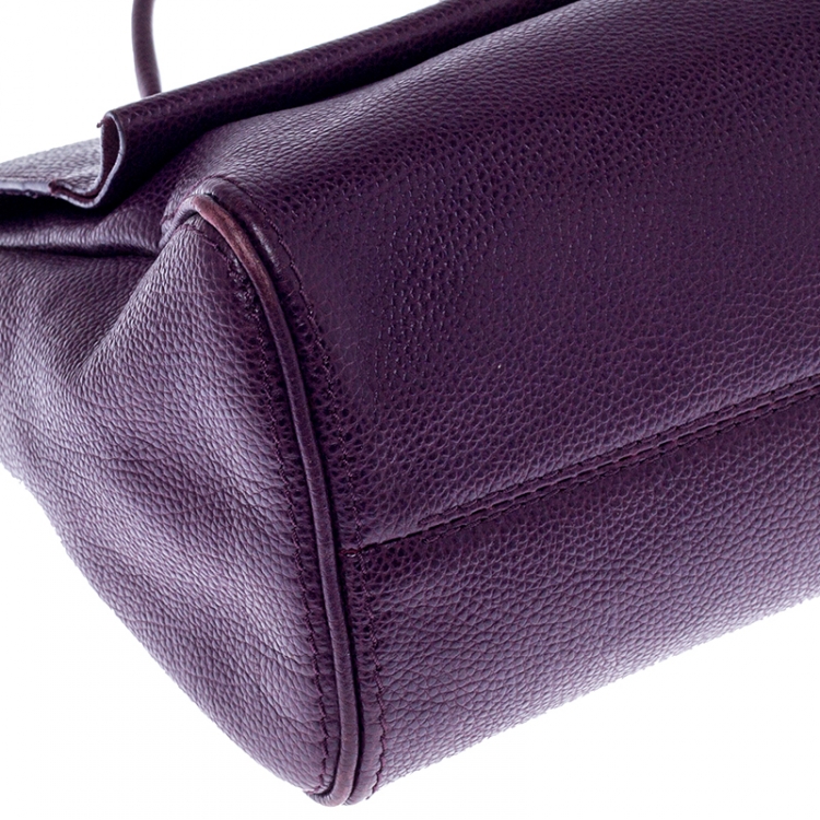 مملوكة مسبقًا Carolina Herrera Purple Leather Minuetto Flap Top Handle Bag