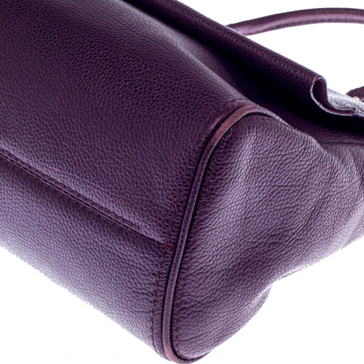 مملوكة مسبقًا Carolina Herrera Purple Leather Minuetto Flap Top Handle Bag