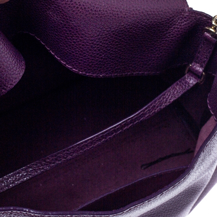 مملوكة مسبقًا Carolina Herrera Purple Leather Minuetto Flap Top Handle Bag