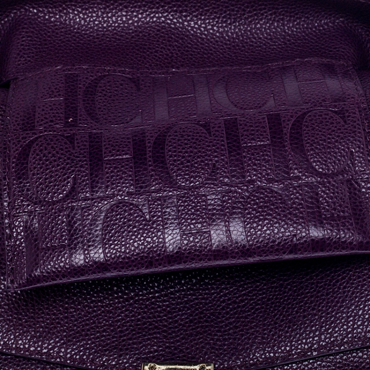مملوكة مسبقًا Carolina Herrera Purple Leather Minuetto Flap Top Handle Bag