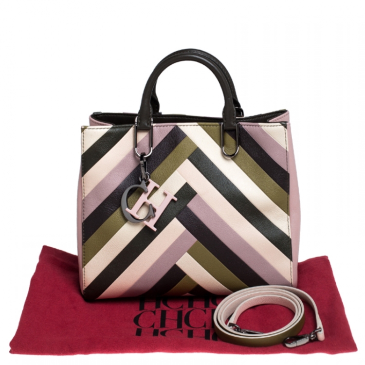 Pre Owned Carolina Herrera Multicolour Leather Charm Tote